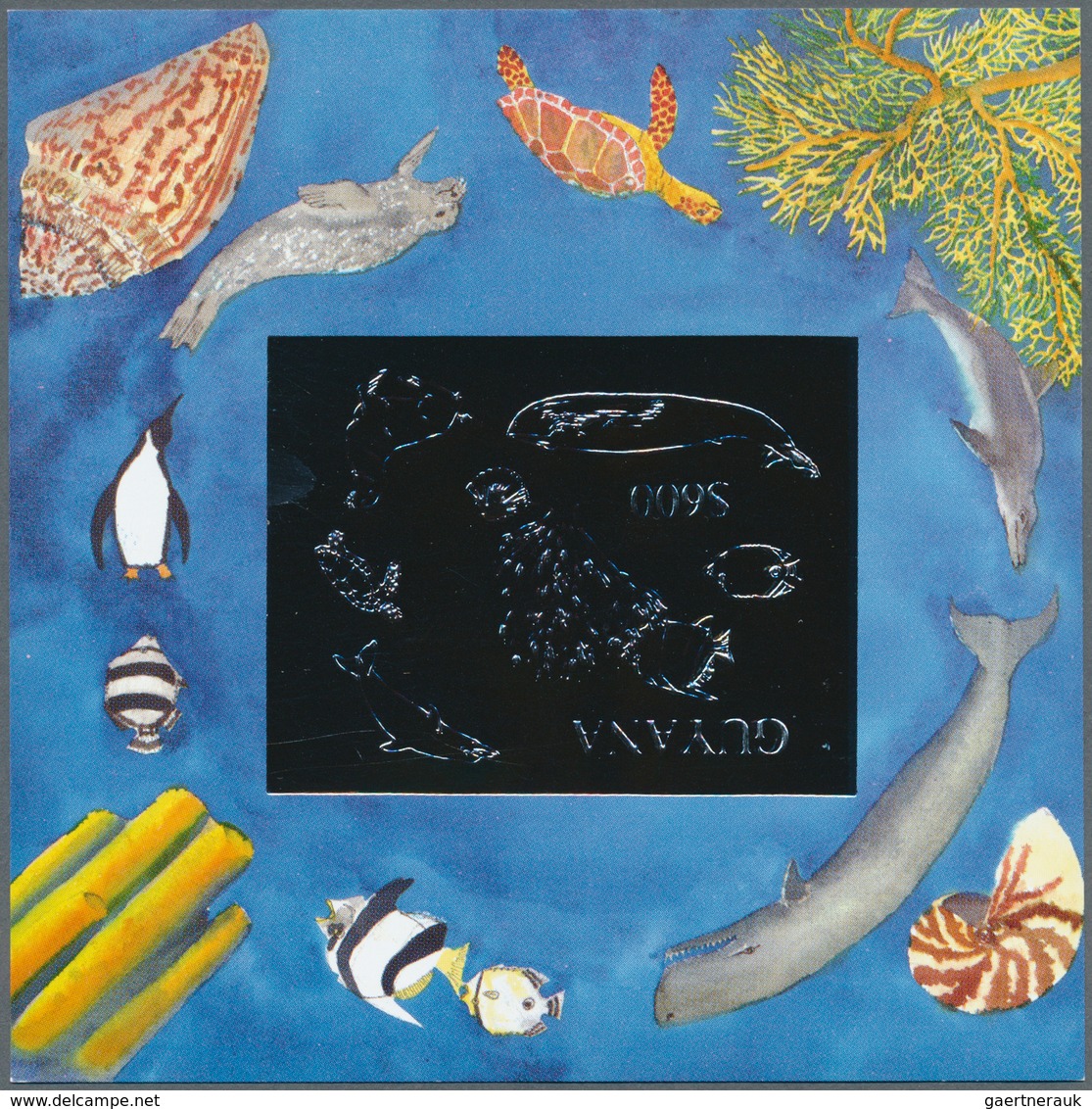 25735 Thematik: Tiere-Meerestiere / Animals-sea Animals: 1993, Guyana. Lot Of 100 SILVER Blocks With $600 - Vie Marine