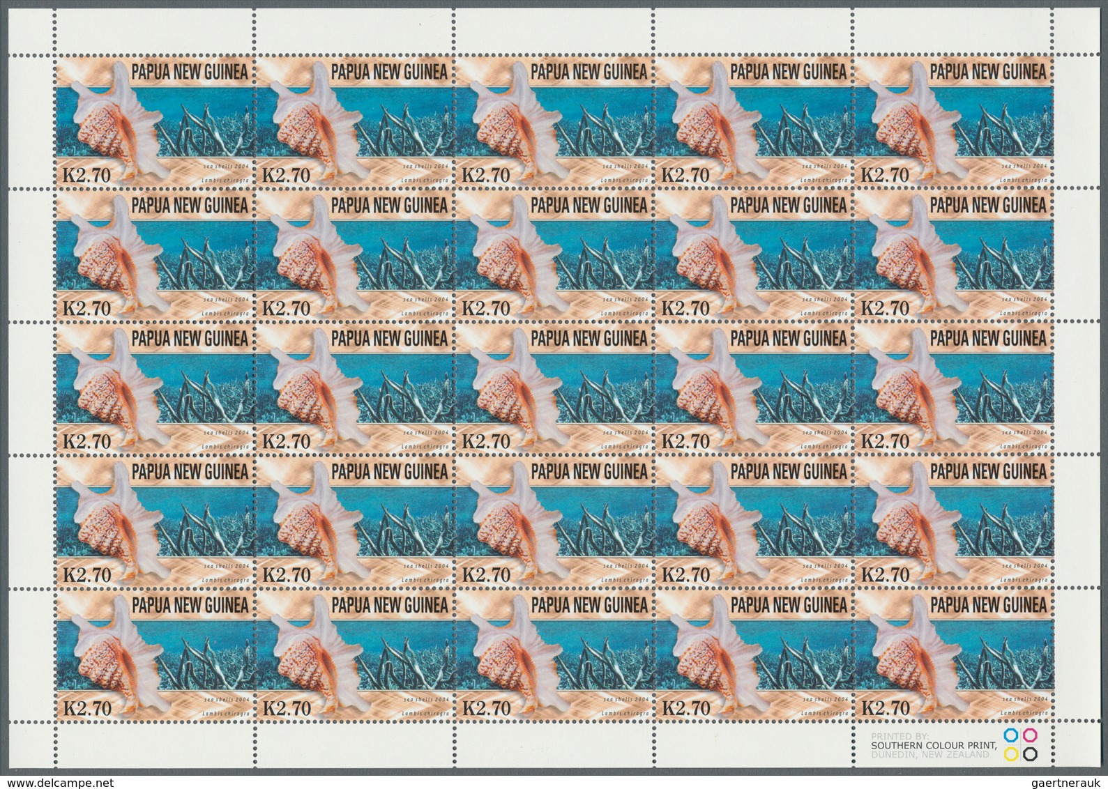 25736 Thematik: Tiere-Meerestiere / Animals-sea Animals: 2004, Papua New Guinea. Lot Of 2,500 Stamps "2.70 - Vie Marine