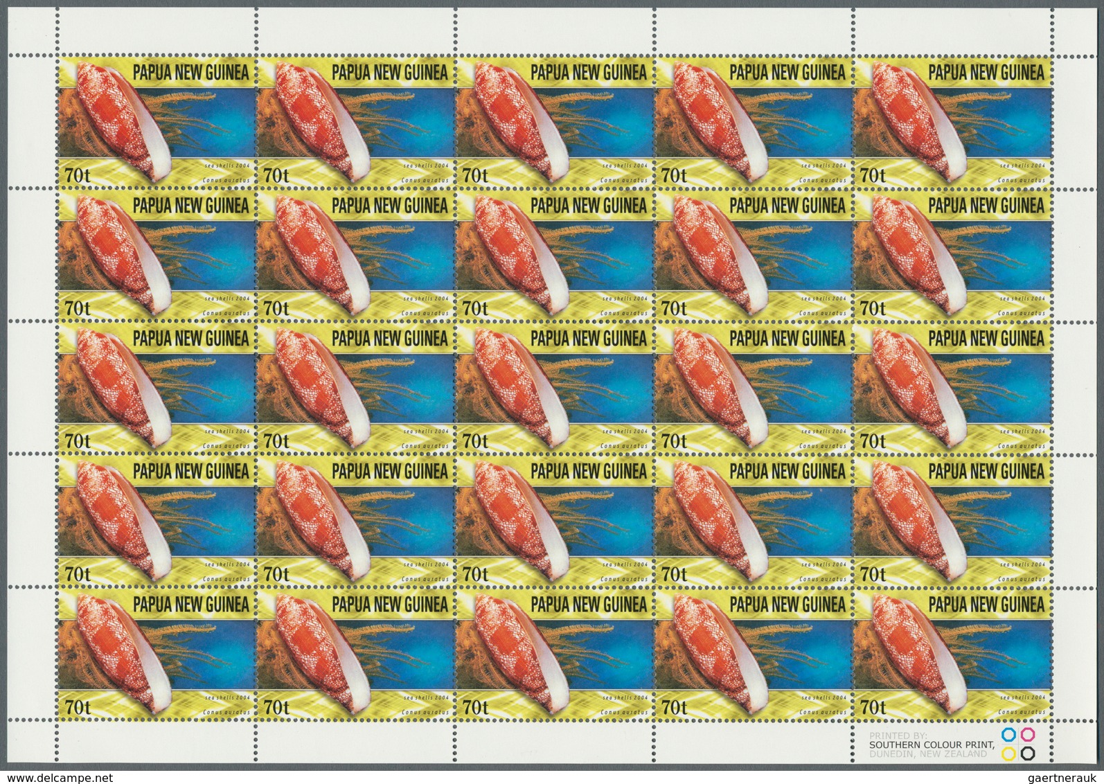25738 Thematik: Tiere-Meerestiere / Animals-sea Animals: 2004, Papua New Guinea. Lot Of 2,500 Stamps "70t - Vie Marine