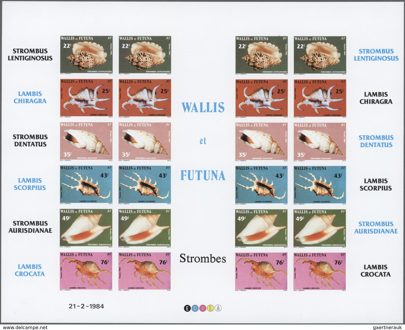 25759 Thematik: Tiere-Meerestiere-Muscheln / Animals-sea Animals-shells: 1984, WALLIS And FUTUNA: Conches - Coquillages