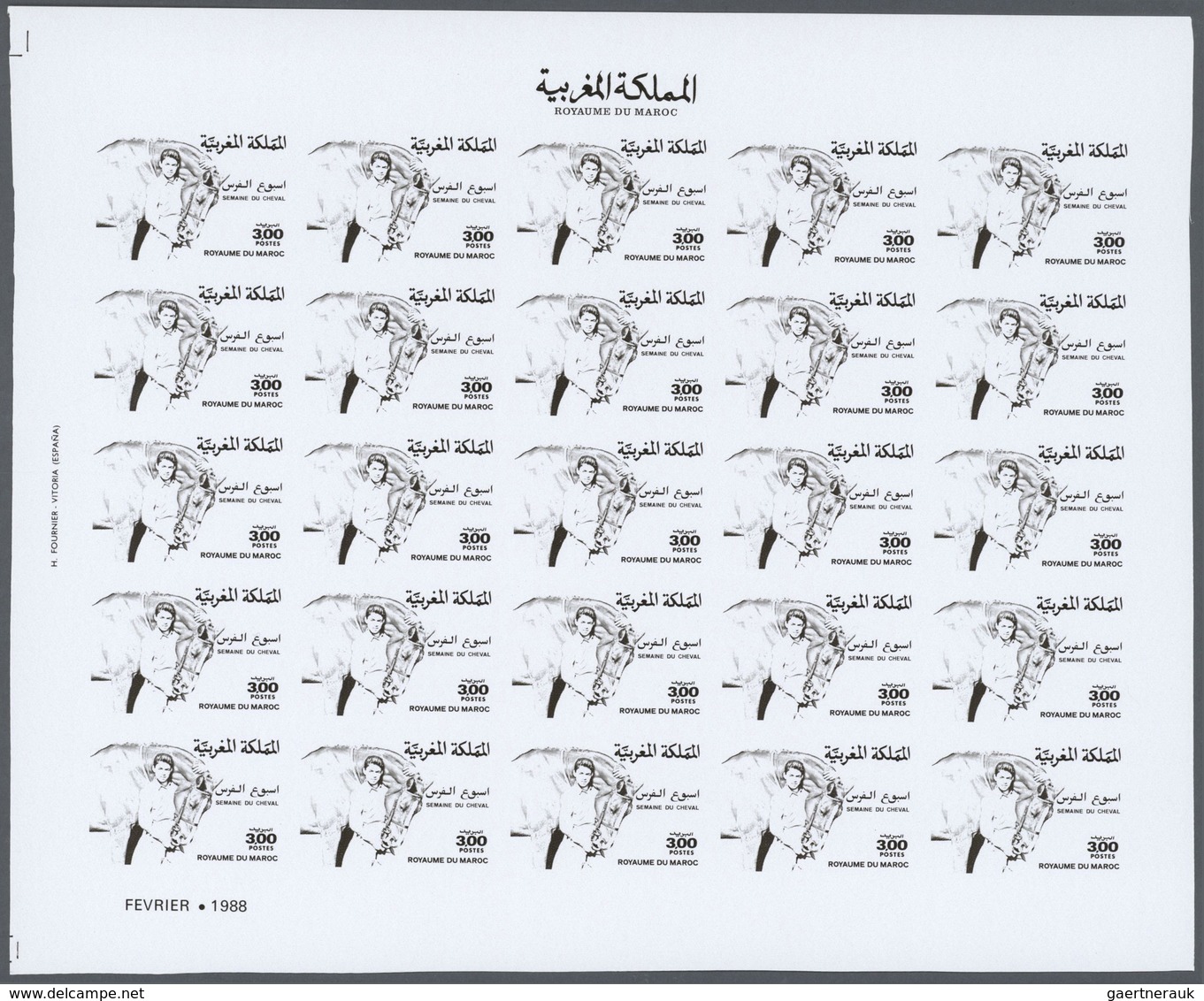 25767 Thematik: Tiere-Pferde / animals-horses: 1988, Morocco. Progressive proofs set of sheets for the iss