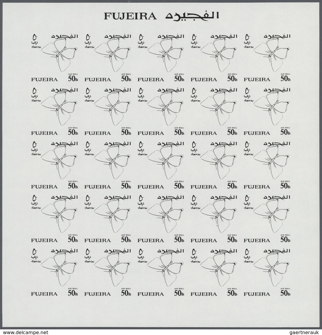 25794 Thematik: Tiere-Schmetterlinge / animals-butterflies: 1967 (May 31), Fujeira. Progressive proofs set