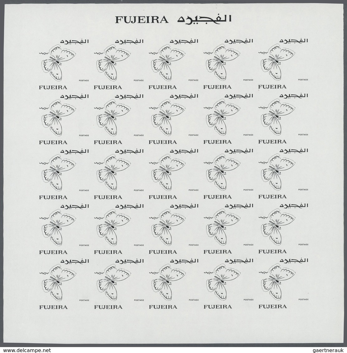 25795 Thematik: Tiere-Schmetterlinge / Animals-butterflies: 1967 (May 11), Fujeira. Progressive Proofs Set - Papillons