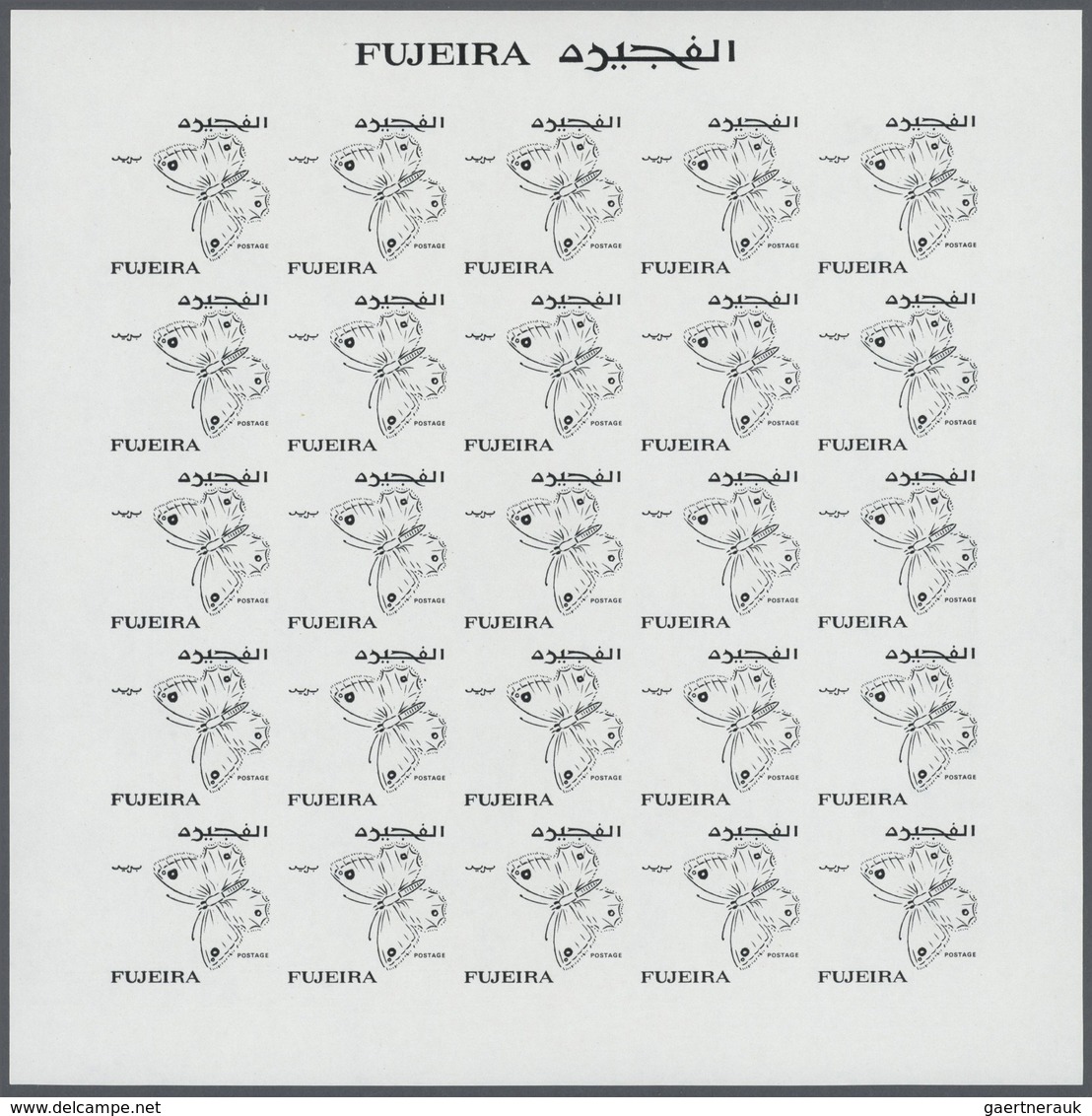 25796 Thematik: Tiere-Schmetterlinge / Animals-butterflies: 1967 (April 8), Fujeira. Progressive Proofs Se - Schmetterlinge