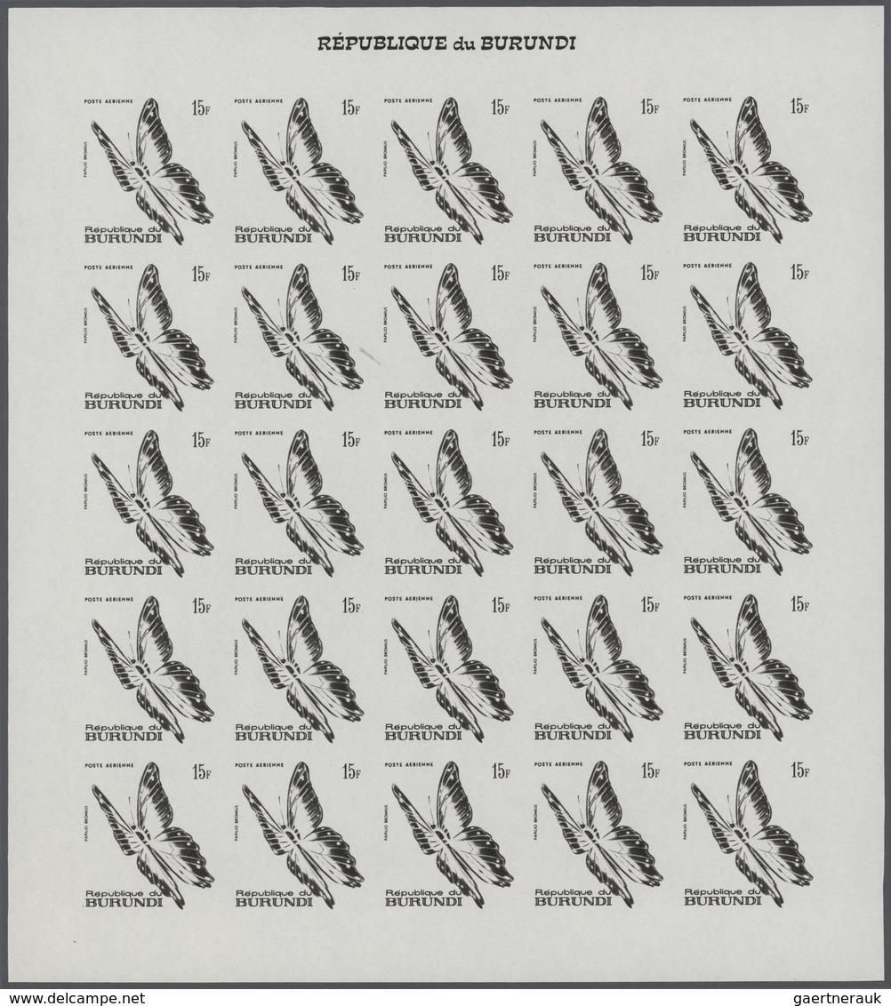 25799 Thematik: Tiere-Schmetterlinge / Animals-butterflies: 1968, Burundi. Progressive Proofs Set Of Sheet - Papillons