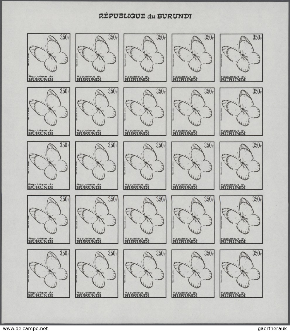 25801 Thematik: Tiere-Schmetterlinge / Animals-butterflies: 1968, Burundi. Progressive Proofs Set Of Sheet - Papillons