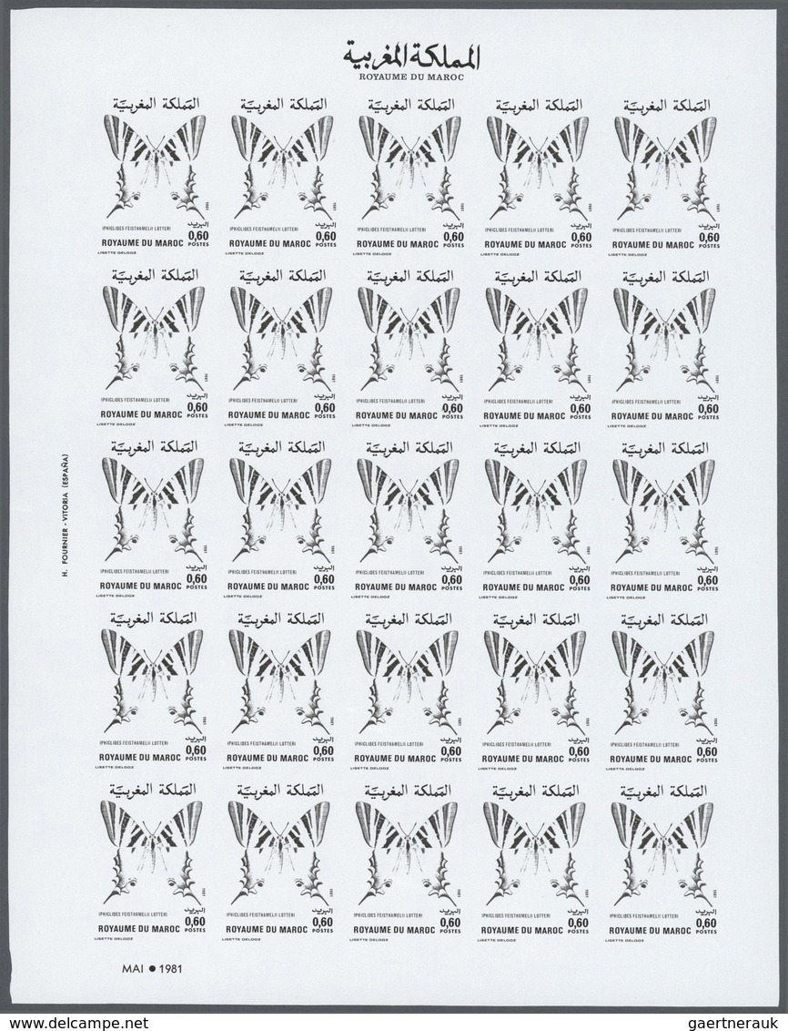 25805 Thematik: Tiere-Schmetterlinge / Animals-butterflies: 1981, Morocco. Progressive Proofs Set Of Sheet - Papillons
