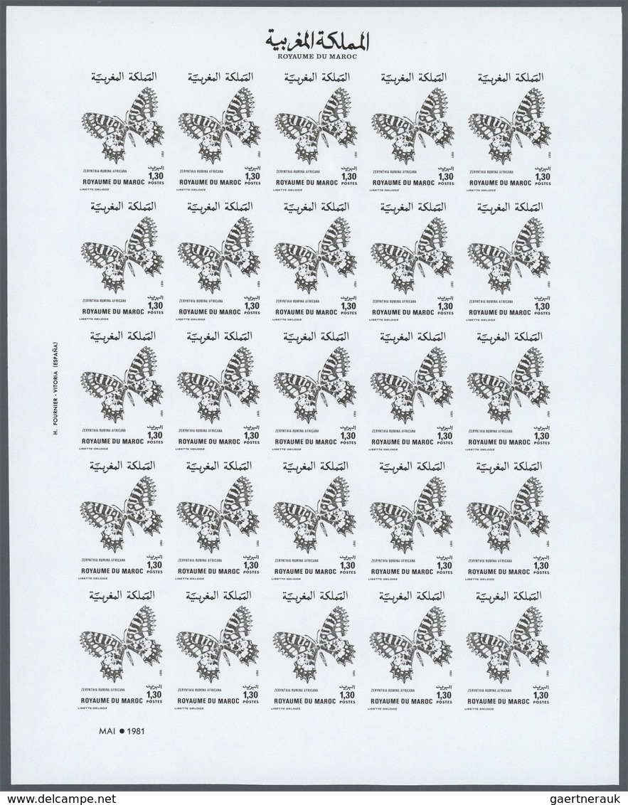 25805 Thematik: Tiere-Schmetterlinge / animals-butterflies: 1981, Morocco. Progressive proofs set of sheet