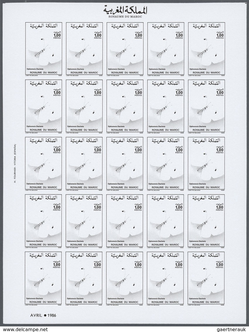 25807 Thematik: Tiere-Schmetterlinge / Animals-butterflies: 1986, Morocco. Progressive Proofs Set Of Sheet - Papillons