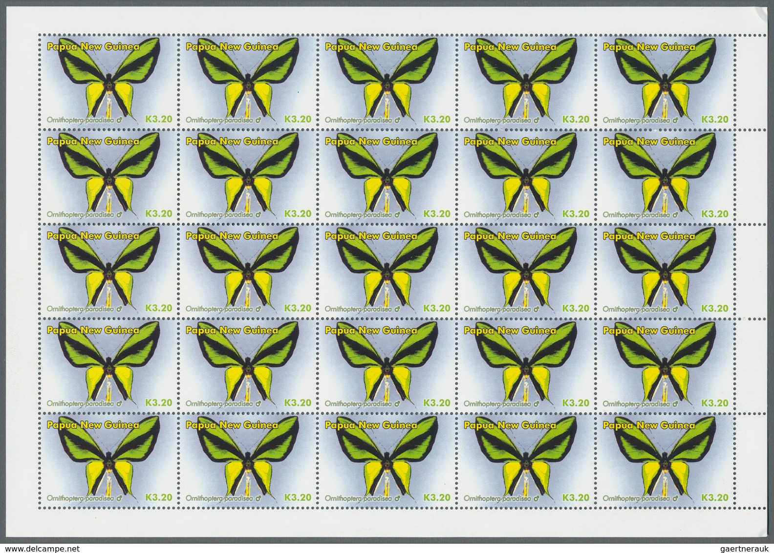 25811 Thematik: Tiere-Schmetterlinge / Animals-butterflies: 2006, Papua New Guinea. Lot Of 5,000 Stamps "3 - Papillons