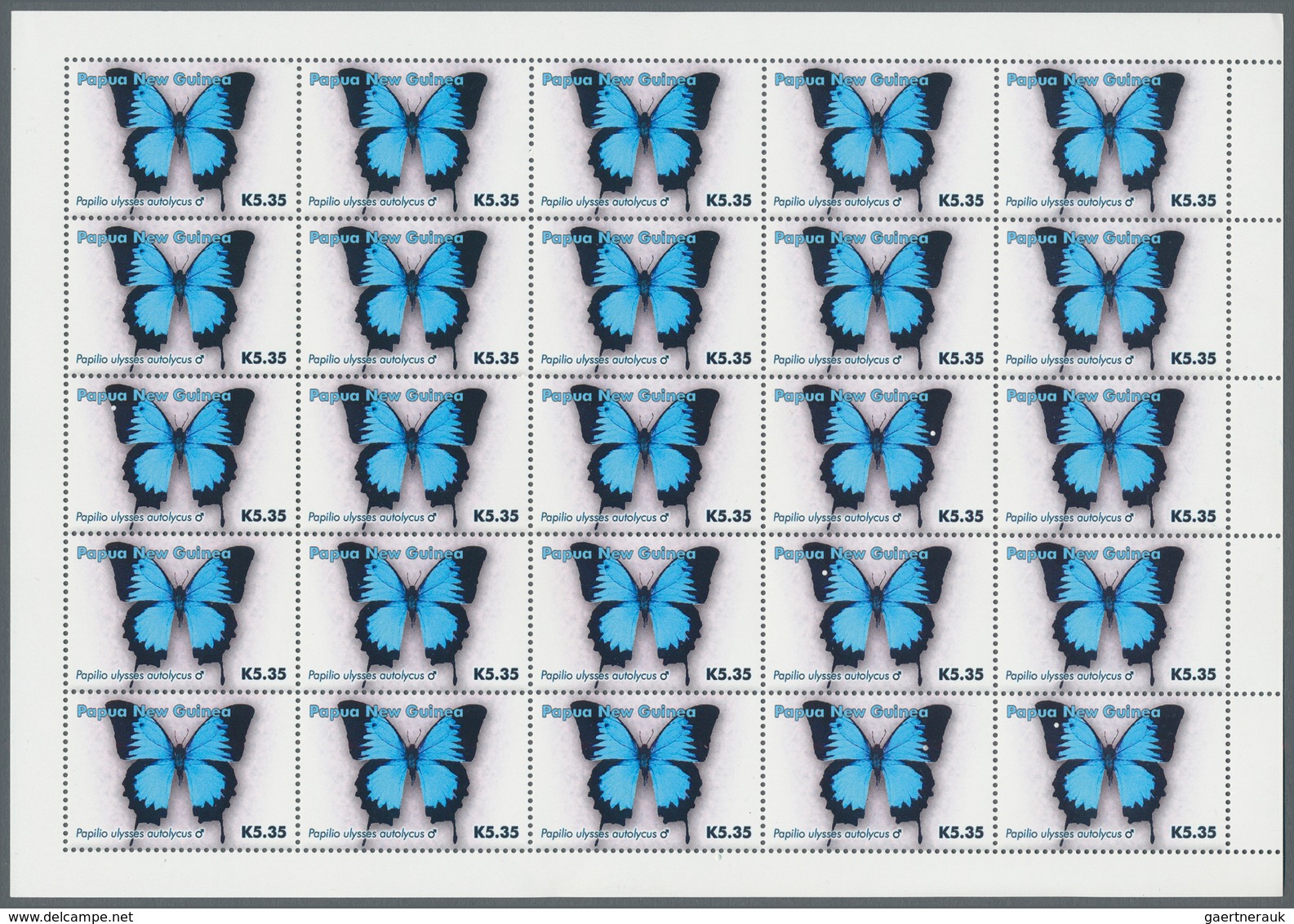 25813 Thematik: Tiere-Schmetterlinge / Animals-butterflies: 2006, Papua New Guinea. Lot Of 5,000 Stamps "5 - Papillons