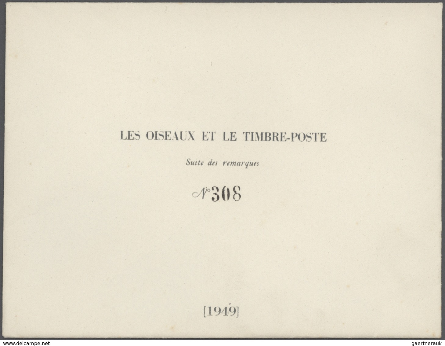 25816 Thematik: Tiere-Vögel / animals-birds: 1949, France. "LES OISEAUX et le Timbre-Poste par Mme Duprat-