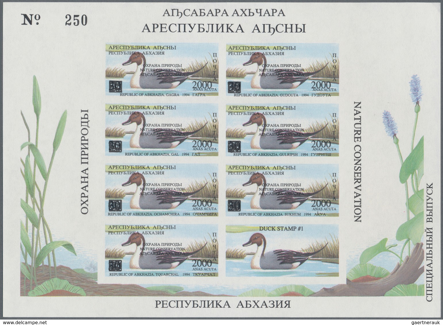 25837 Thematik: Tiere-Vögel / animals-birds: 1994, ABKHAZIA: accumulation with about 1.800 complete sheetl