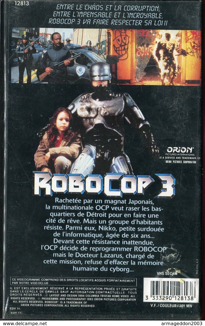 K7 VHS CASSETTE VIDEO - ROBOCOP 3 - Action, Aventure