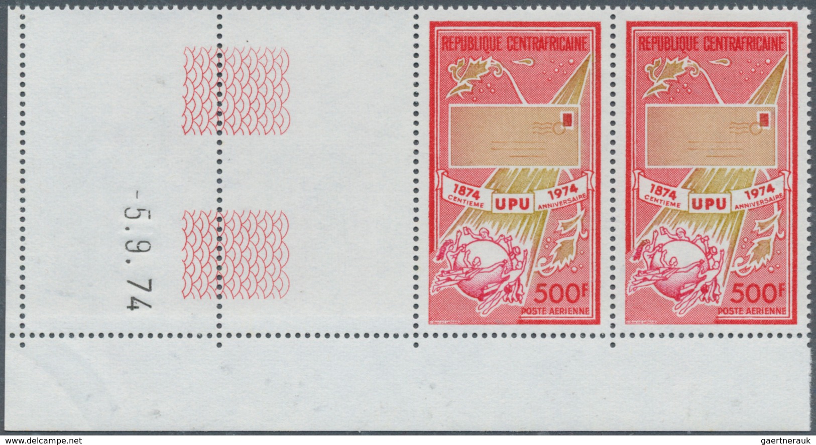 25869 Thematik: UPU / United Postal Union: 1974, CENTRAL AFRICAN REPUBLIC: Centenary Of United Postal Unio - U.P.U.