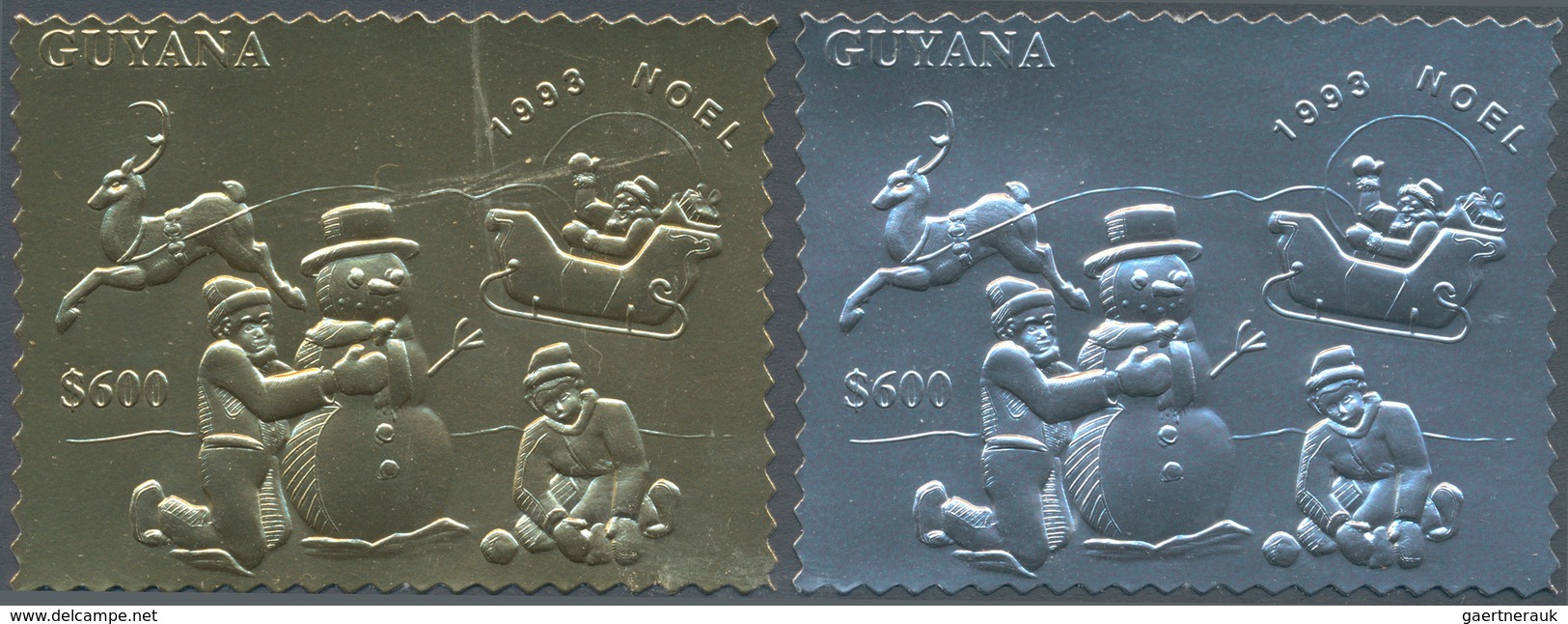 25894 Thematik: Weihnachten / Christmas: 1993, Guyana. Lot Of 100 GOLD Stamps And 100 SILVER Stamps CHRIST - Noël