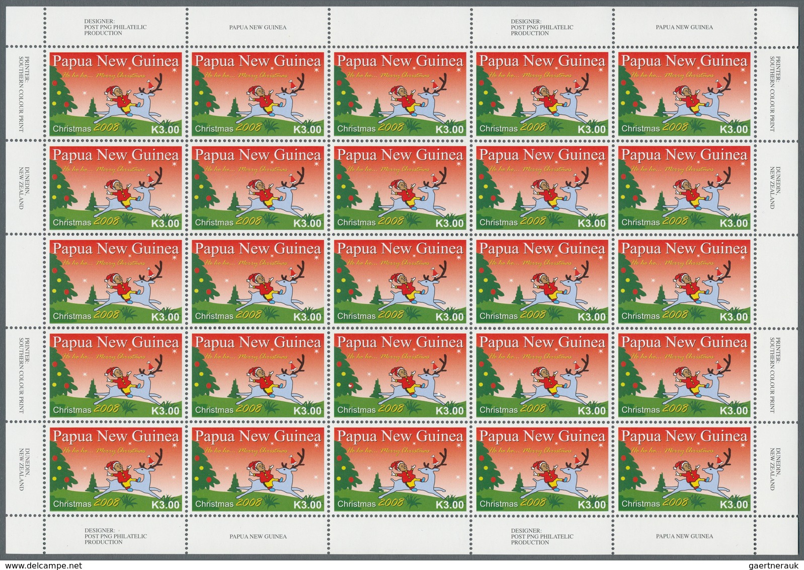 25900 Thematik: Weihnachten / Christmas: 2008, Papua New Guinea. Lot With 2,500 Complete Sets CHRISTMAS 20 - Noël