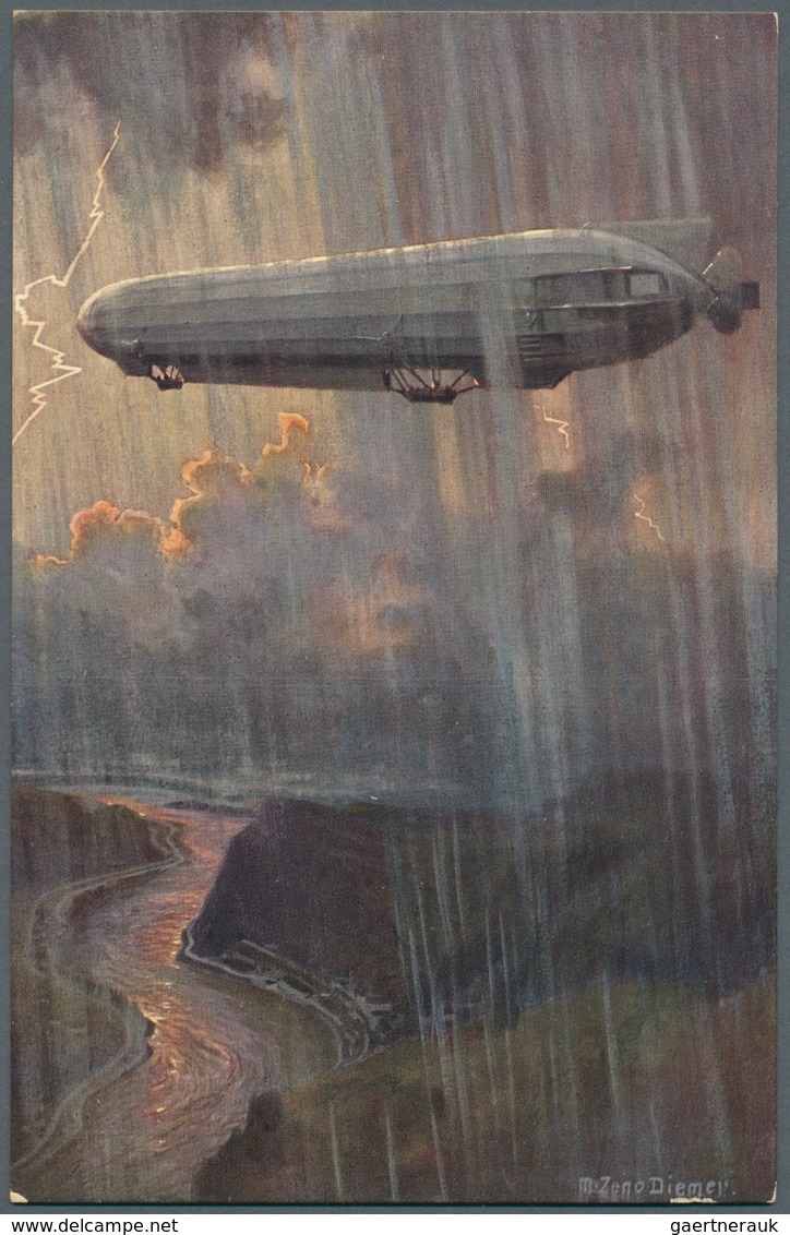 25904 Thematik: Zeppelin / Zeppelin: 1909/1940, Saubere Partie Von 16 Privatganzsachen (15 Dt.Reich, 1 Bay - Zeppelins