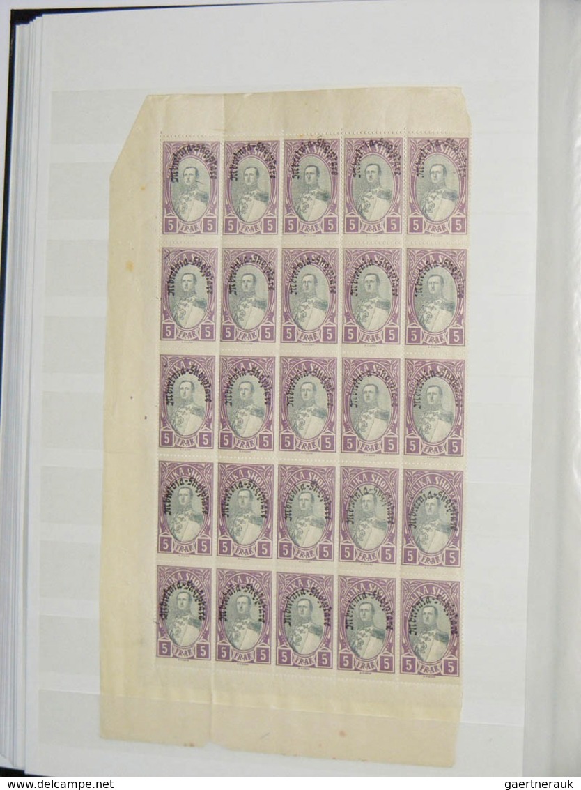 26014 Albanien: 1920/30 (ca.): Collection MNH sheetparts of Albania ca. 1920-1930 in 2 stockbooks. Contain