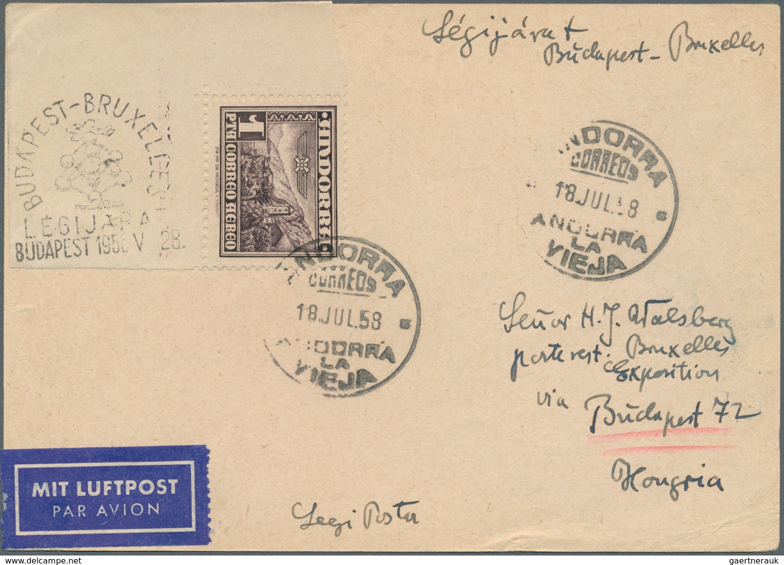 26053 Andorra - Spanische Post: 1948/1953, National Symbols: 28 Letters And Cards, As Registered Mail, Air - Autres & Non Classés