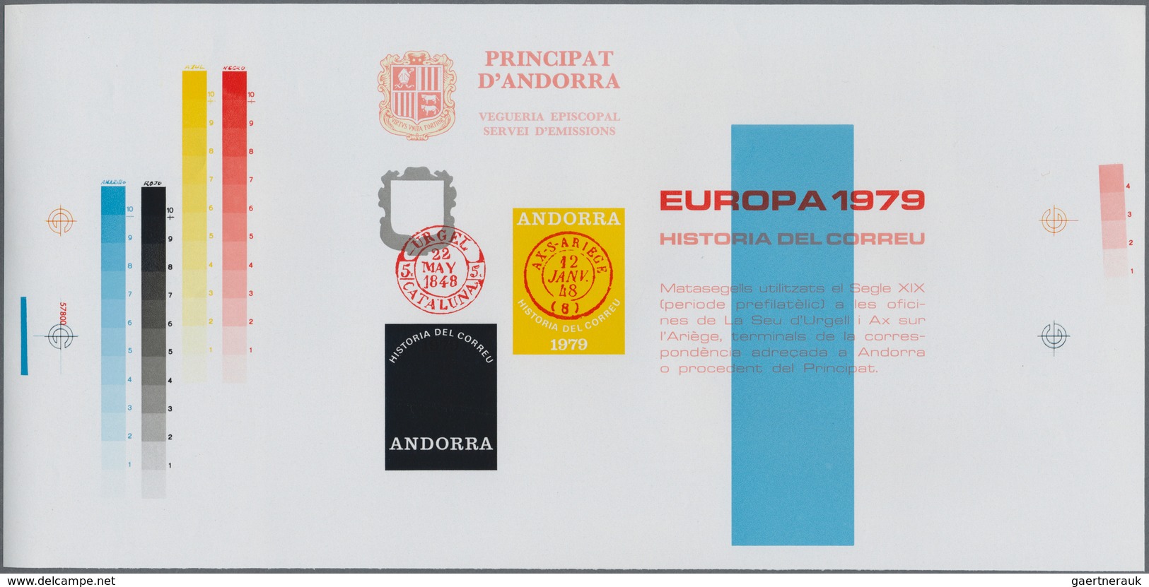 26057 Andorra - Spanische Post: 1979/1980 (ca.), Ungewöhnlicher Großer Bestand Von Einigen Hundert PROBEDR - Autres & Non Classés