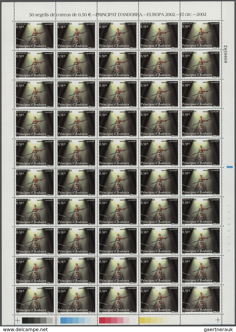 26067 Andorra - Spanische Post: 2002, 0.50 ? Cept, 480 Complete Sheets With 24.000 Stamps (which Is 8% Of - Autres & Non Classés