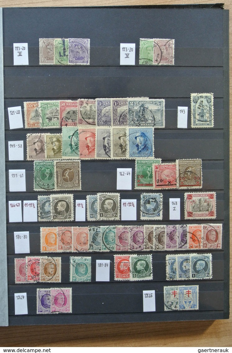 26073 Belgien: 1849-1990. Nicely filled, used collection Belgium 1849-1990 in stockbook, in which a.o. a v