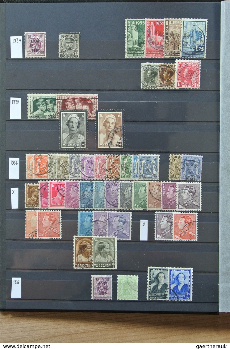 26073 Belgien: 1849-1990. Nicely filled, used collection Belgium 1849-1990 in stockbook, in which a.o. a v