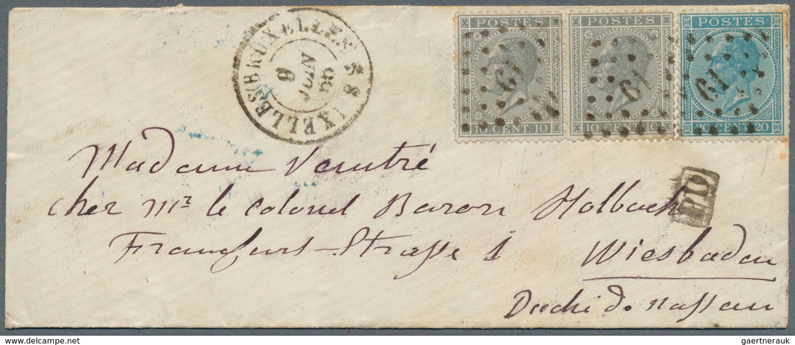 26092 Belgien: 1860/1867, Small Accumulation Of 7 Franked Covers ( Ex Michel No. 4-15) Mostly In Clean Con - Sonstige & Ohne Zuordnung