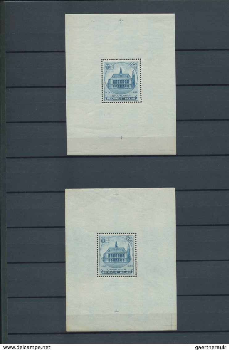 26114 Belgien: 1936, Lot Of Souvenir Sheets: Borgerhout Sheet Six U/m Copies (one With Postmark In Margin) - Autres & Non Classés