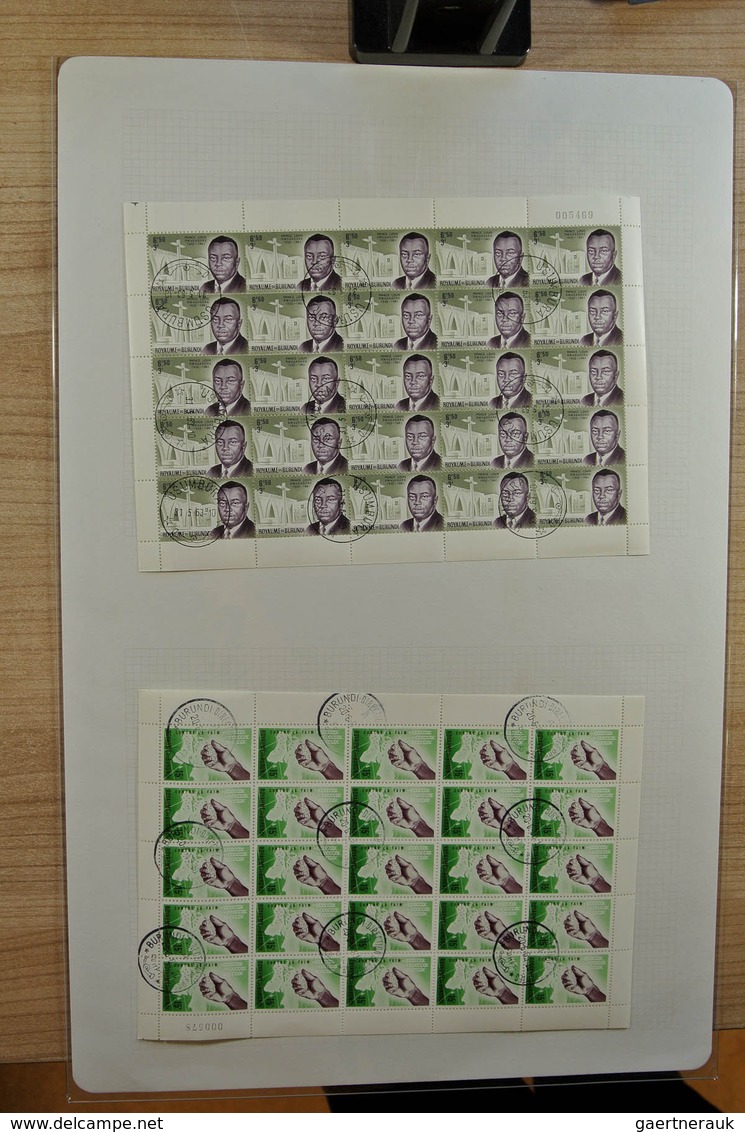 26127 Belgien: Folder with ca. 85, mostly MNH, complete sheets of various Belgian territories, including B