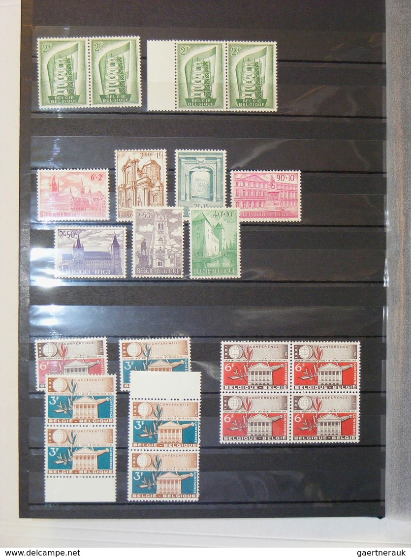 26129 Belgien: Stockbook with mostly better MNH, mint hinged and used material of Belgium. Nice assortment