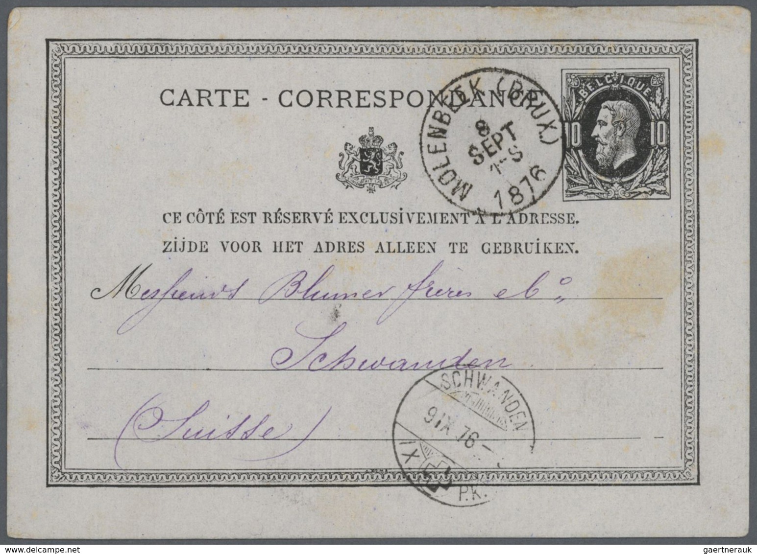 26134 Belgien - Ganzsachen: 1860 - 1920 Ca. Ca. 140 GSK Und Einige GSU, Dabei Antwortkarten, Kartenbriefe, - Autres & Non Classés