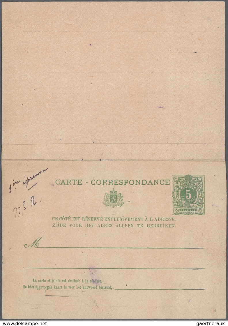 26136 Belgien - Ganzsachen: 1878/1882, 5c. + 5c. Lilac Reply Card, Specialised Collection Of 13 Pieces, E. - Autres & Non Classés