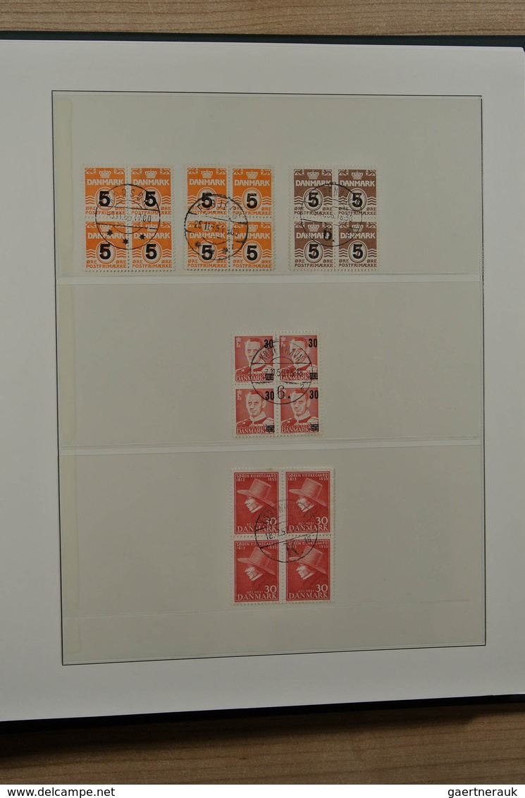 26216 Dänemark: Album and 2 stockbooks with various used material of Denmark, including many blocks of 4,