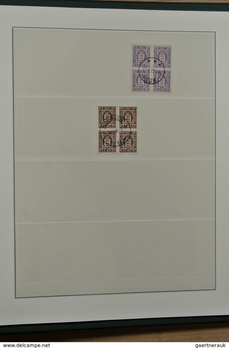 26216 Dänemark: Album and 2 stockbooks with various used material of Denmark, including many blocks of 4,