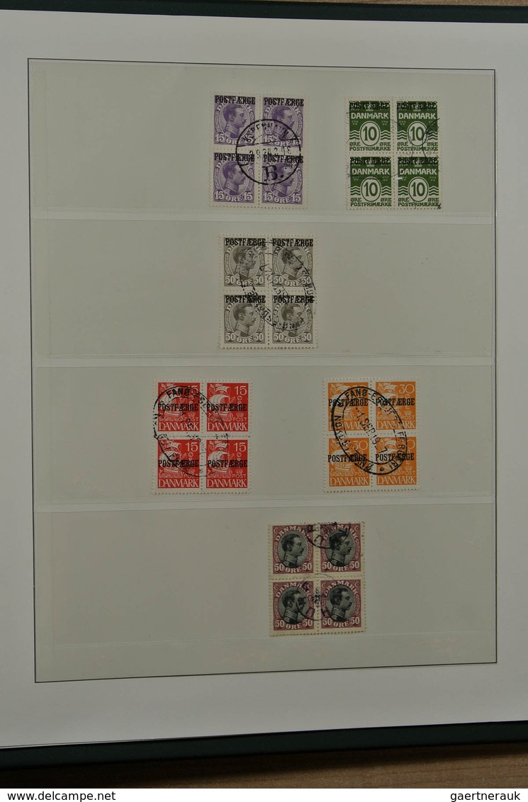 26216 Dänemark: Album and 2 stockbooks with various used material of Denmark, including many blocks of 4,