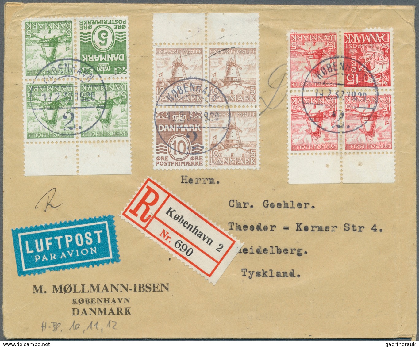 26217 Dänemark: 1835/1969, Sammlung von insgesamt ca. 110 Belegen und einigen losen Marken, angefangen mit