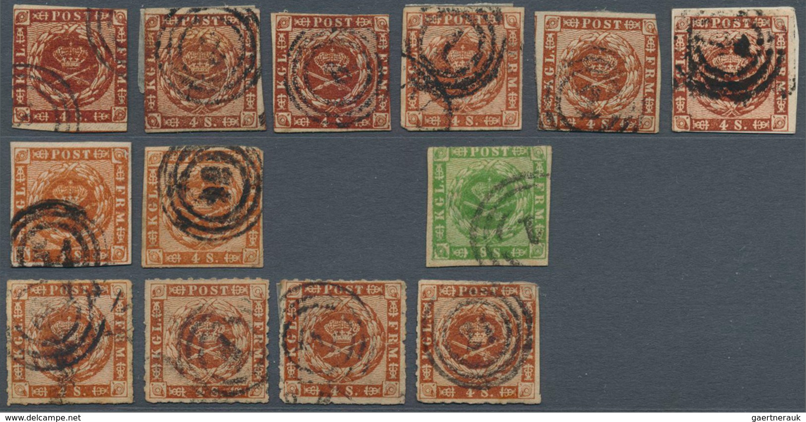 26222 Dänemark: 1851-63: Kleine Kollektion Von 57 Klassischen Marken Der Quadratausgaben Mit Fünf Einzelwe - Lettres & Documents