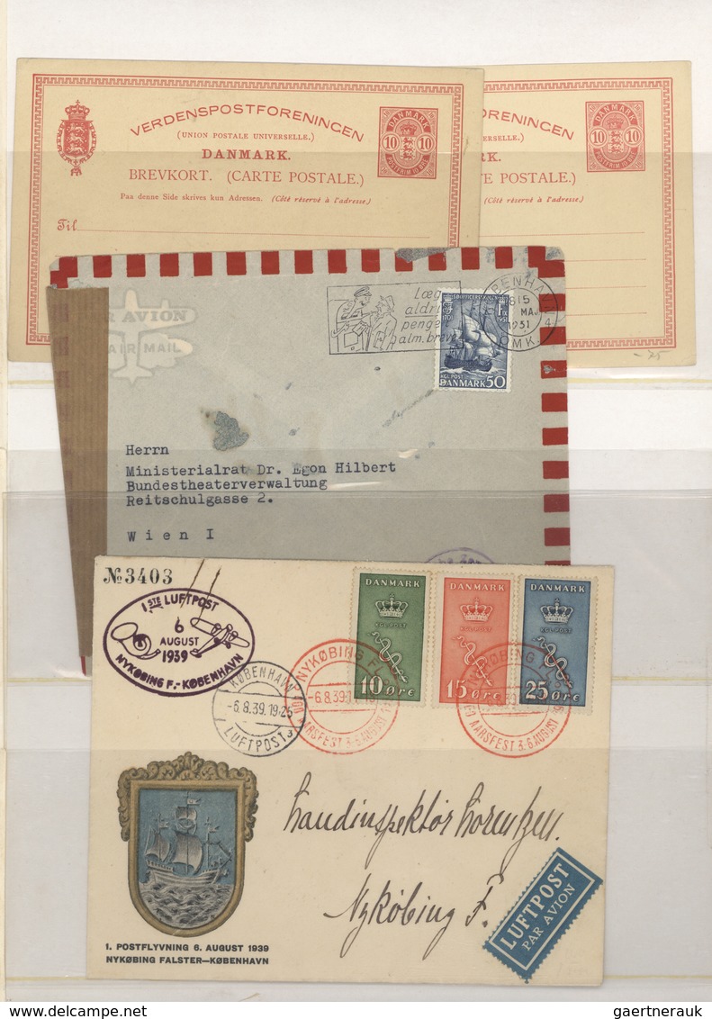 26227 Dänemark: 1865/1980 (ca): Album Mit über 110 Belegen Und Ganzsachen. Dabei Einige Erstflugbelege Aus - Lettres & Documents