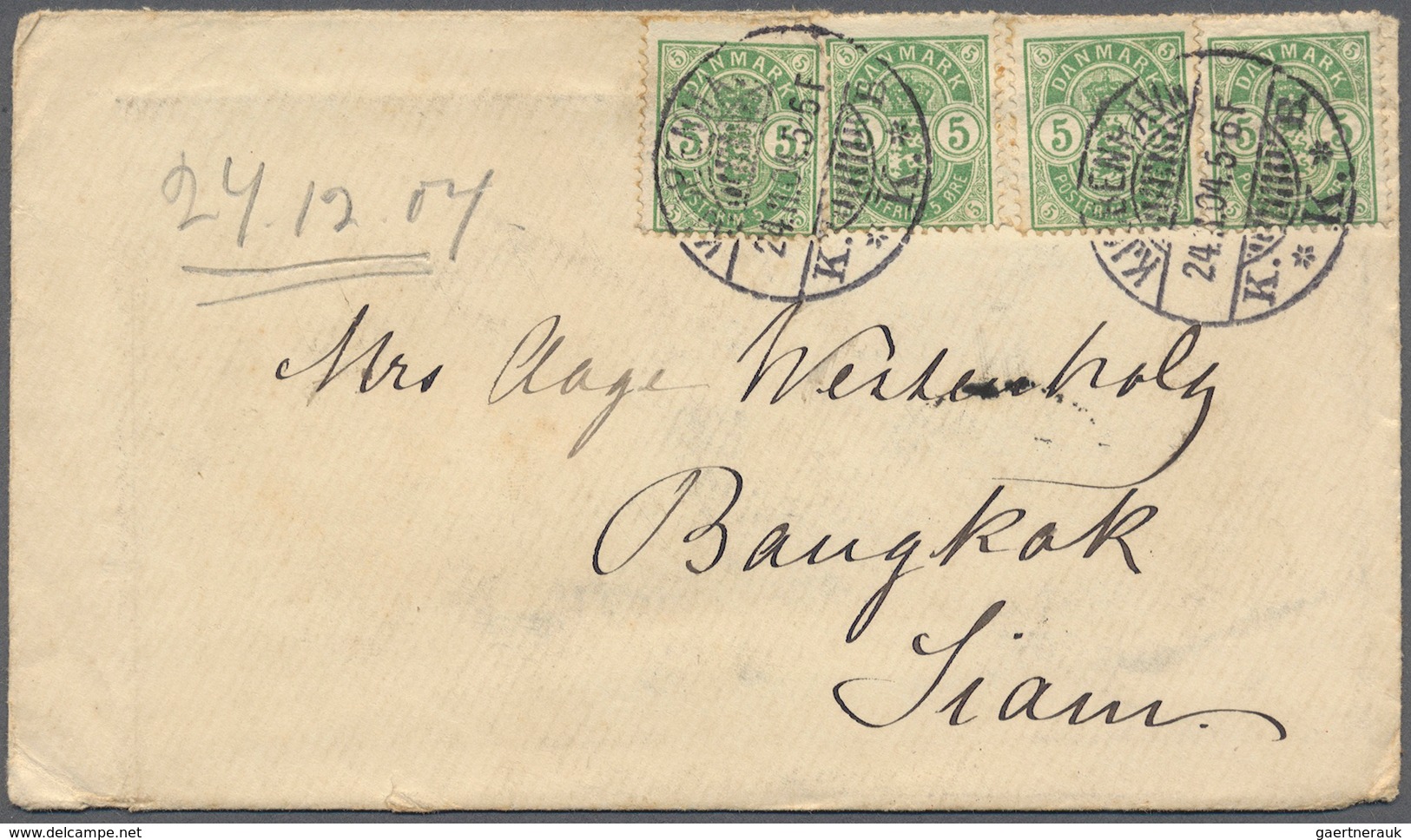 26233 Dänemark: 1877, ab, interessnte Partie von ca. 177 Belegen, dabei frankierte Brief nach Thailand, in