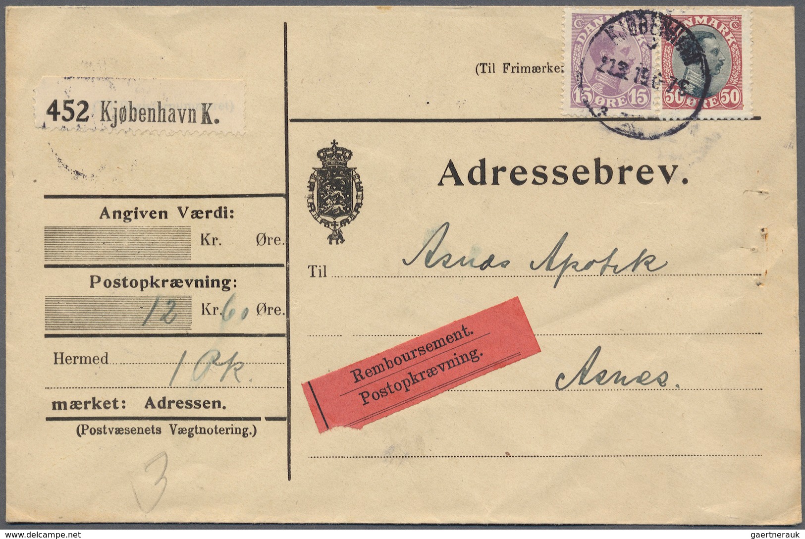 26239 Dänemark: 1915 (ab), Kleiner Posten Von 68 Belegen, Teils Mit Besonderheiten Wie Flugpost, Färöer Un - Lettres & Documents