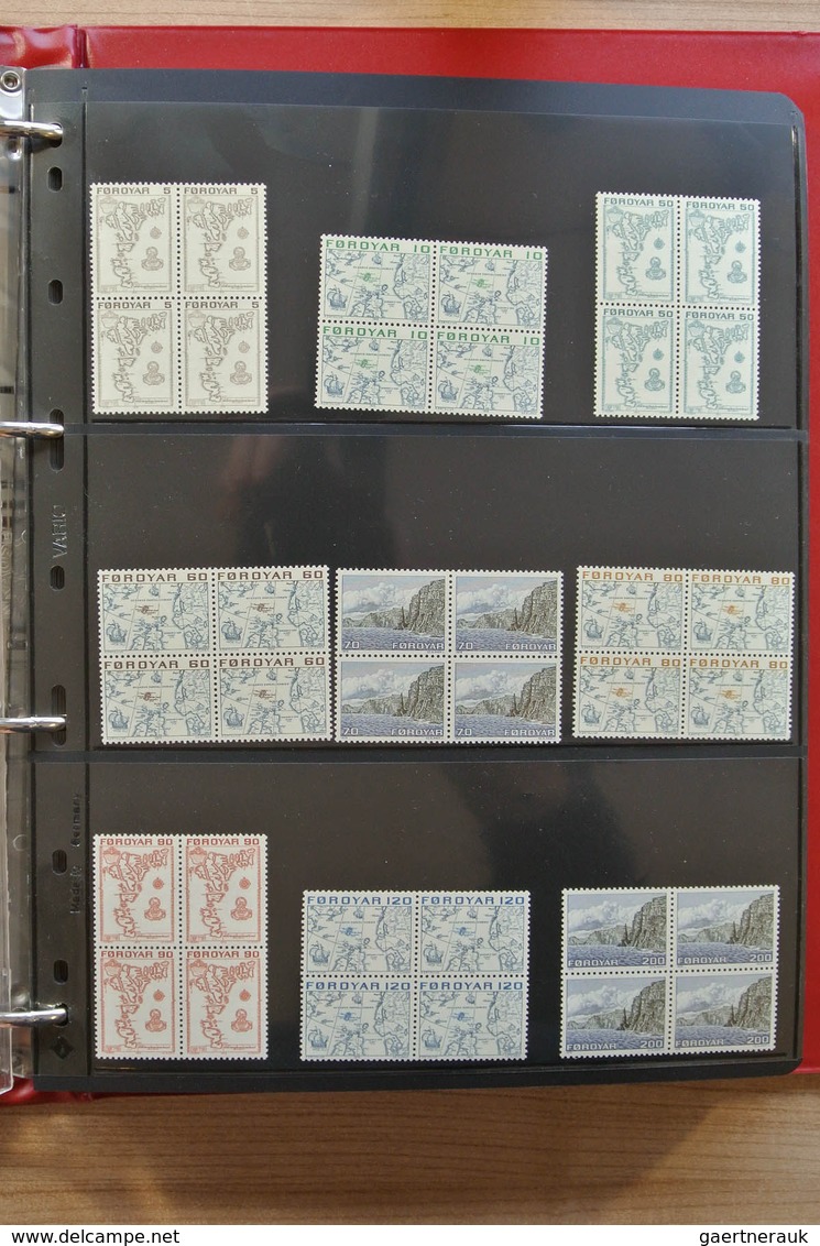 26254 Dänemark - Färöer: 1975-2012! Complete, MNH Collection Faroe Islands 1975-2012 In Blocks Of 4 Includ - Féroé (Iles)