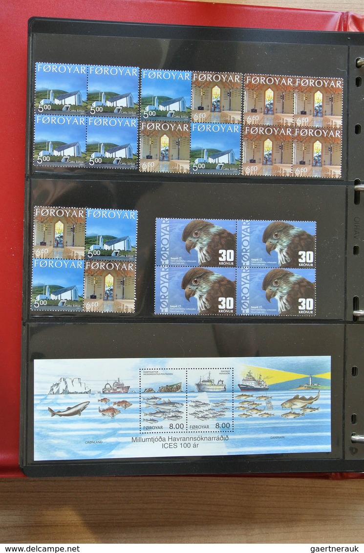 26254 Dänemark - Färöer: 1975-2012! Complete, MNH collection Faroe Islands 1975-2012 in blocks of 4 includ