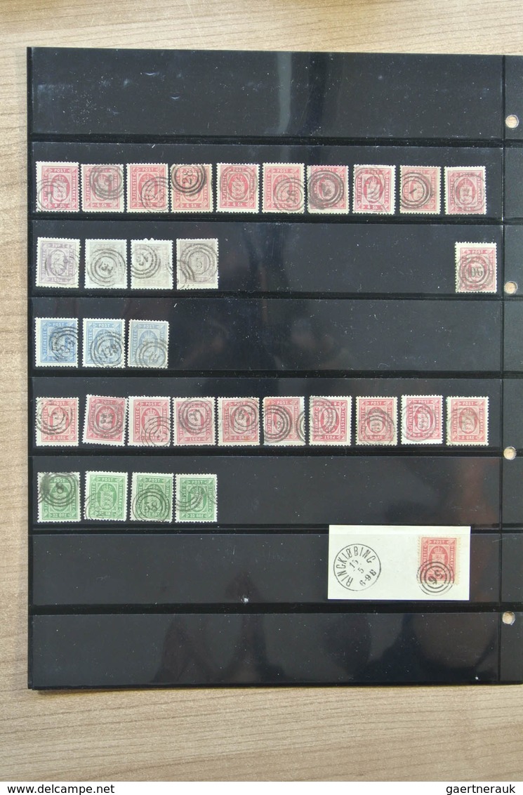 26280 Dänemark - Stempel: Lot of over 280 stamps of Denmark with numeral cancels on stockpages in folder.