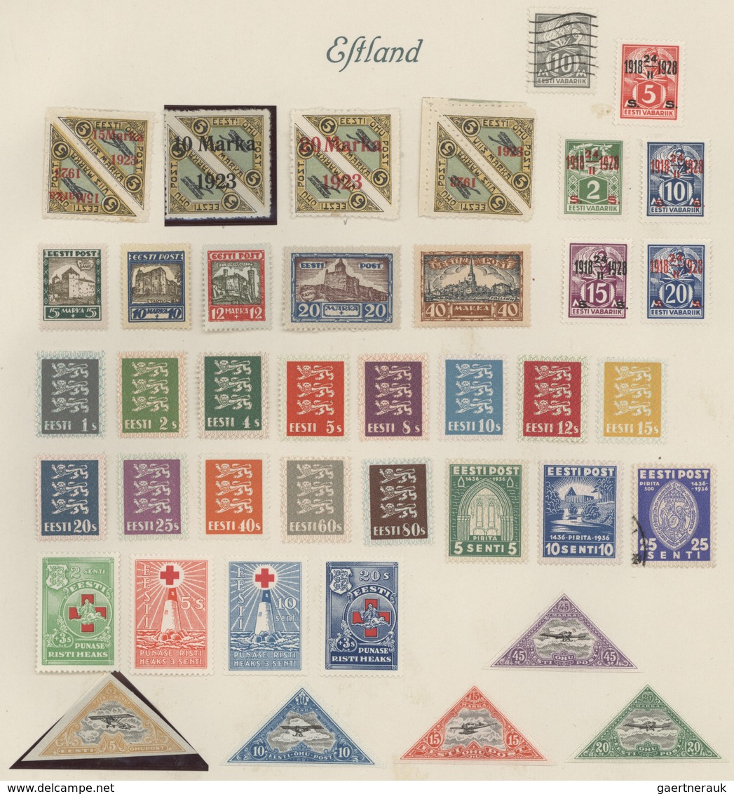 26290 Estland: 1918/25, VF Mint Collection With Mostly Early Issues On Old Album Pages With Many Blocks Of - Estonie