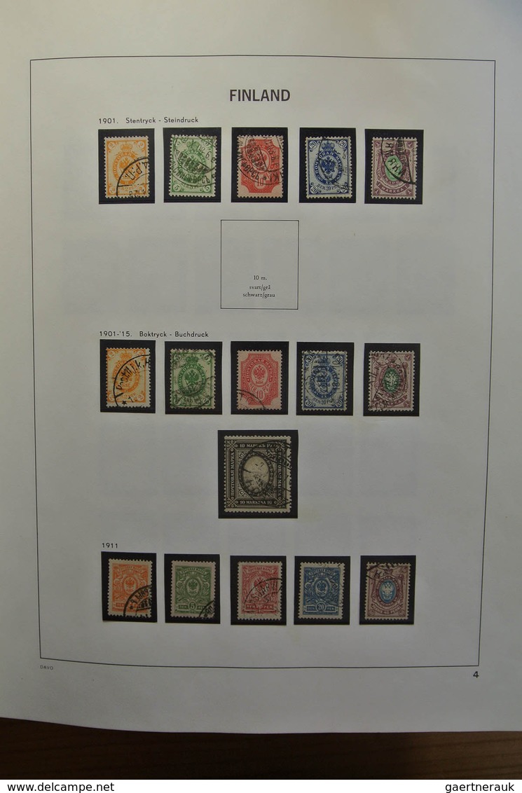 26306 Finnland: 1856-1988. Nicely filled, used collection Finland 1856-1988 in Davo album. Collection incl