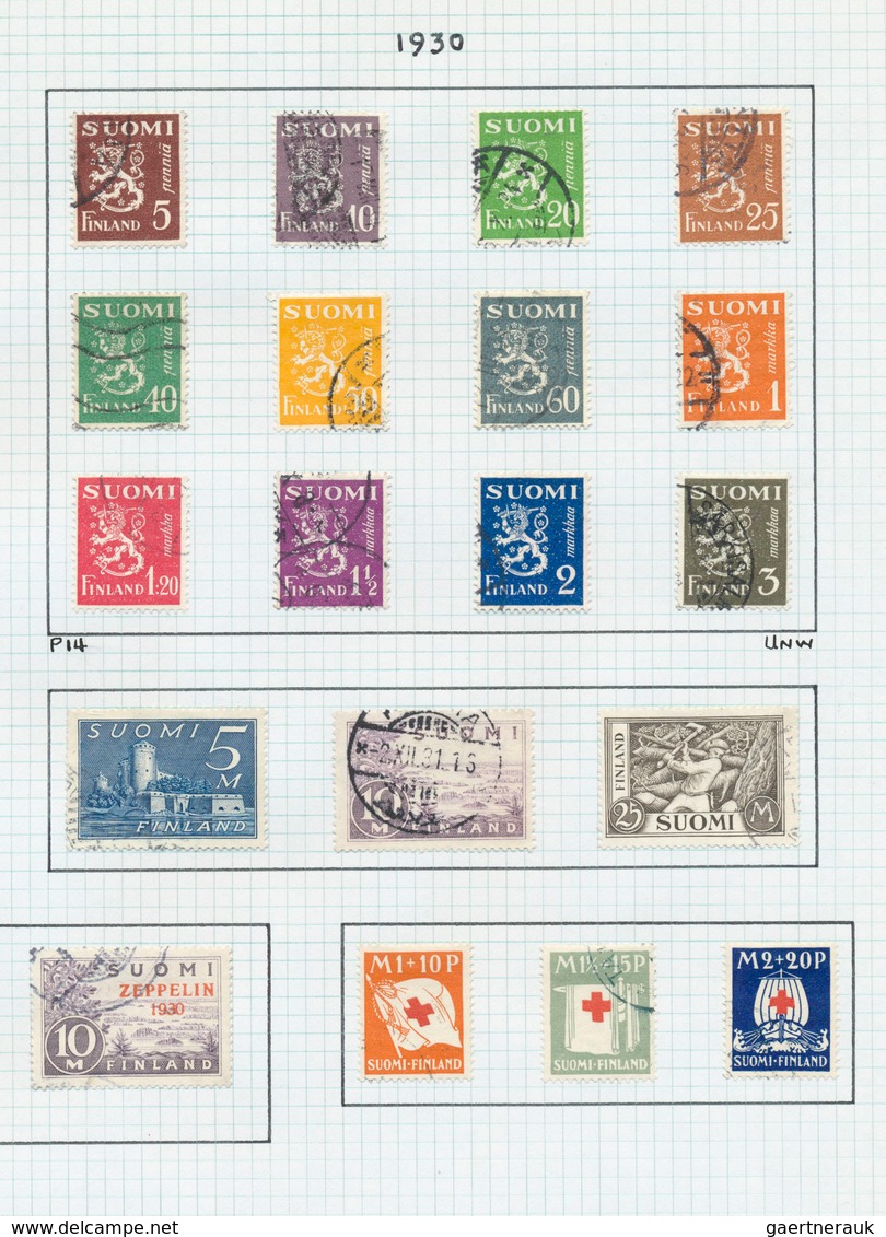 26322 Finnland: 1917/1970, Used Collection On Album Pages, Well Collected Throughout Incl. 1930 Zeppelin S - Lettres & Documents