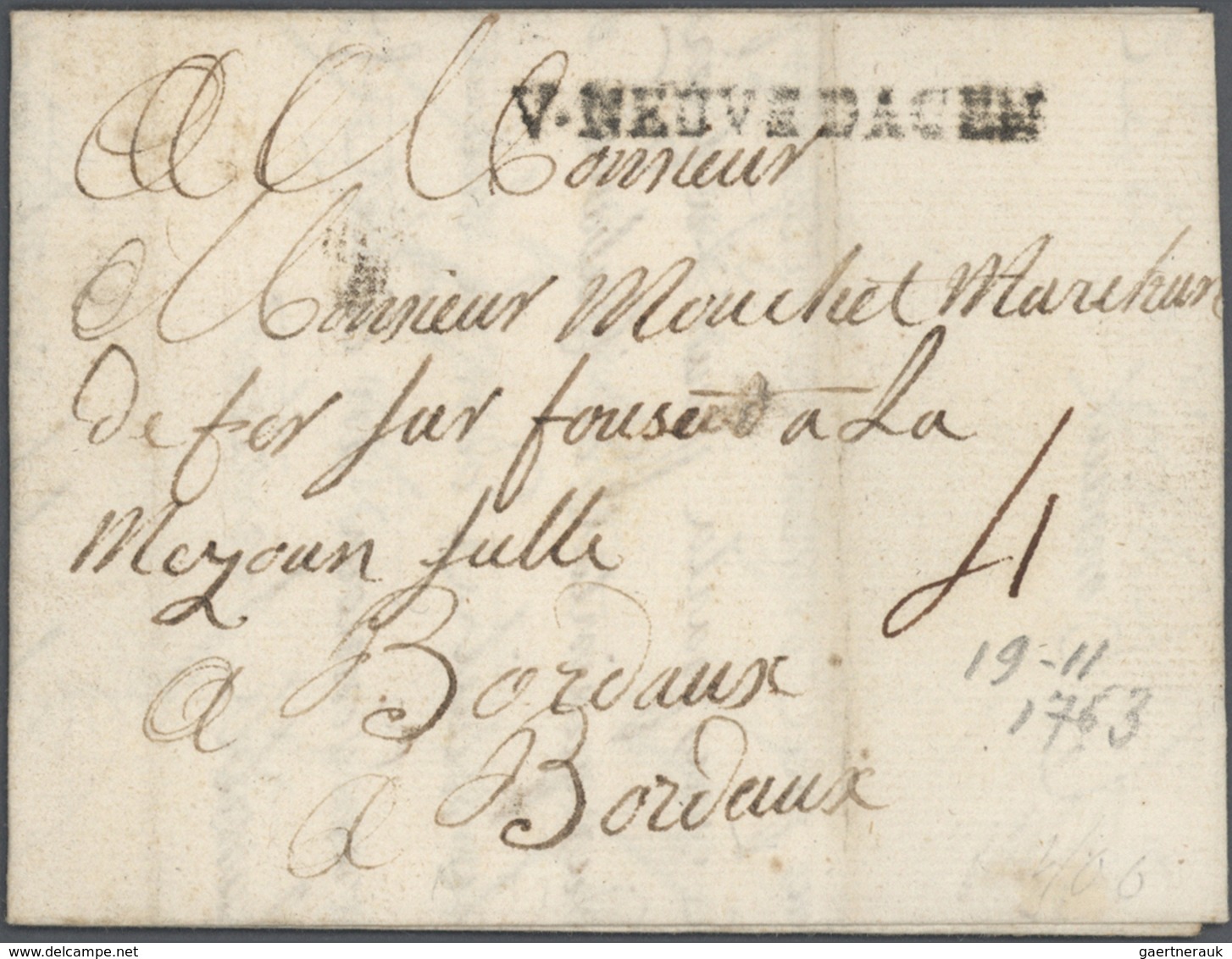 26349 Frankreich - Vorphilatelie: 1744/1791 Ca., Useful Lot Of 160 Folded Letters With Cancellations Of Th - 1792-1815: Départements Conquis