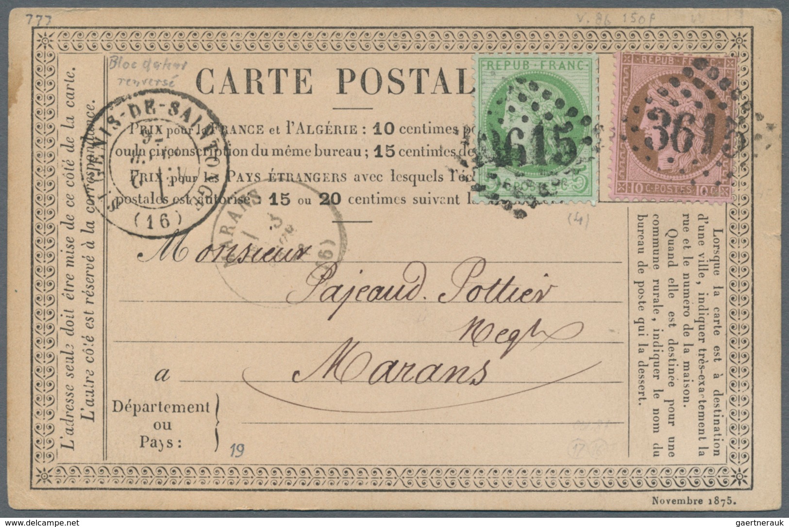 26358 Frankreich: 1798/1876, schöner kleiner Bestand von Vorphilabriefen sowie Ceres und Napoleon-Frankatu